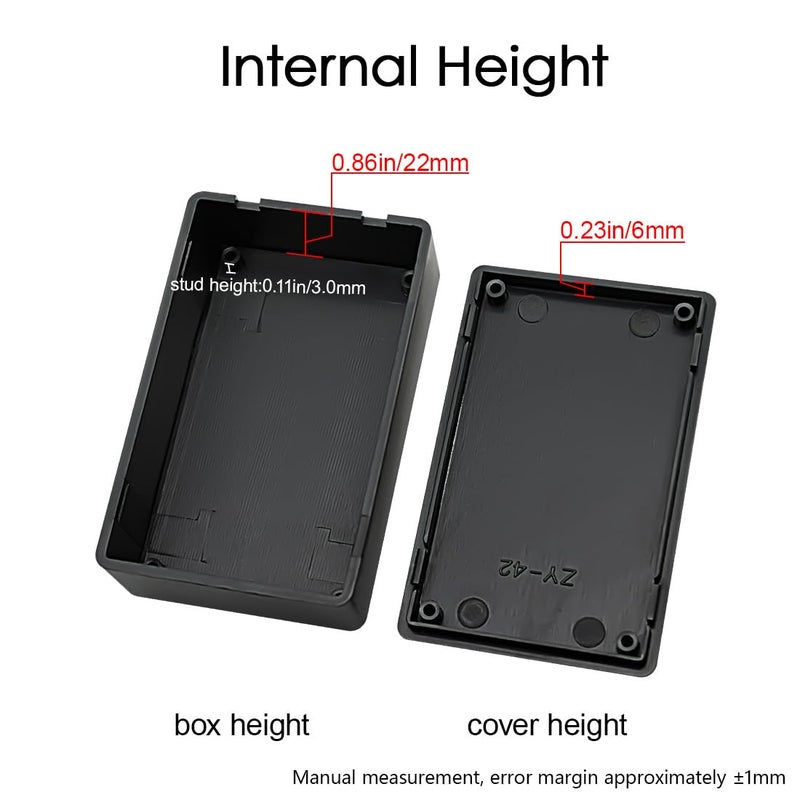 LeMotech 5 Pieces Plastic Project Boxes Junction Case for Electronic Project, Black 3.1 x 2.0 x 1.0 inch (80 x 50x 26 mm) - Image 4